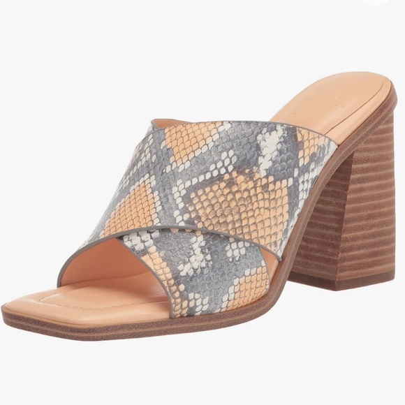 Marc Fisher Shoes - MARC FISHER LTD Orange Snakeskin Print Barli Heeled Sandals